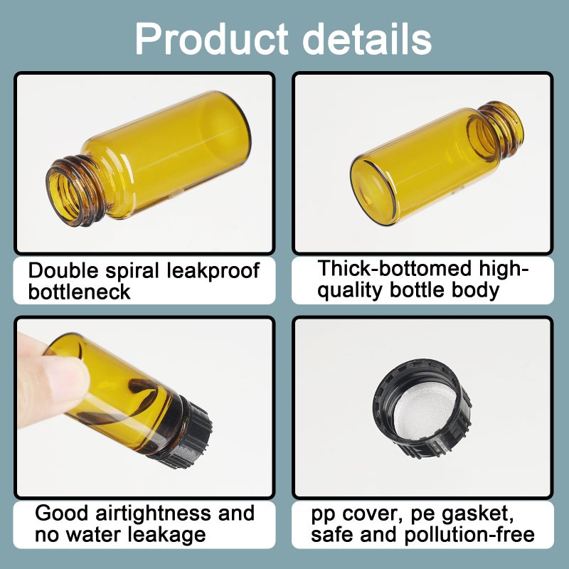 Newzoll 10ml Amber Glass Bottles for Essential Oils, Chemistry Lab Chemicals, Colognes & Perfumes (10 Pieces) - Image 4